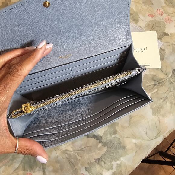 Moncrief London Light Blue Pebble Leather Wallet - Picture 3 of 7